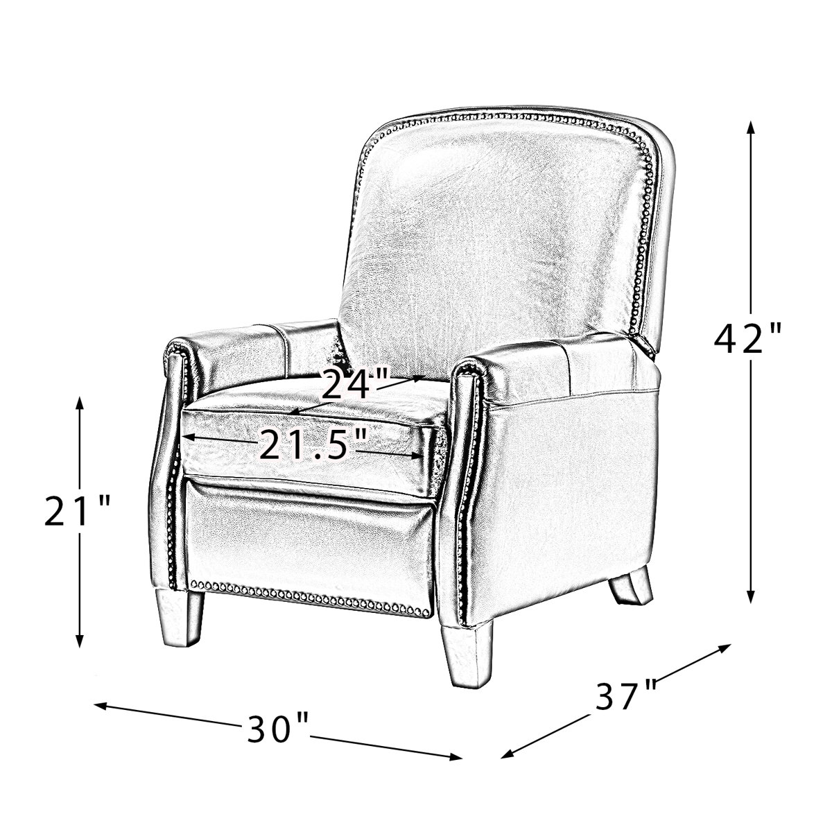 Three Posts™ Glen Ellyn 30'' Wide Genuine Leather Manual Club Recliner